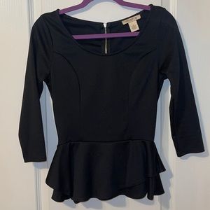 Black peplum top - medium